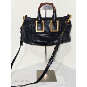 Chloe Mini Ethel Black Leather Crossbody Bag Gold Hardware